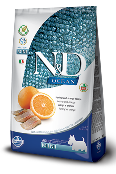 N&D Ocean Dog Adult Mini Herring Orange Velikost balení: 2,5 kg