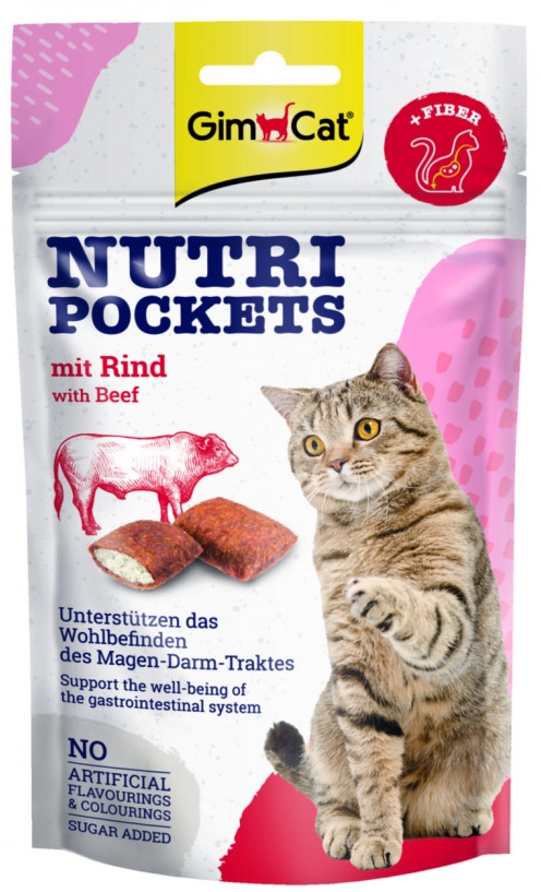 GimCat Nutri Pockets hovězí a vláknina - pamlsky pro kočky 60 g
