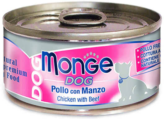 Monge Natural DOG kuře hovězí - konzerva 95 g