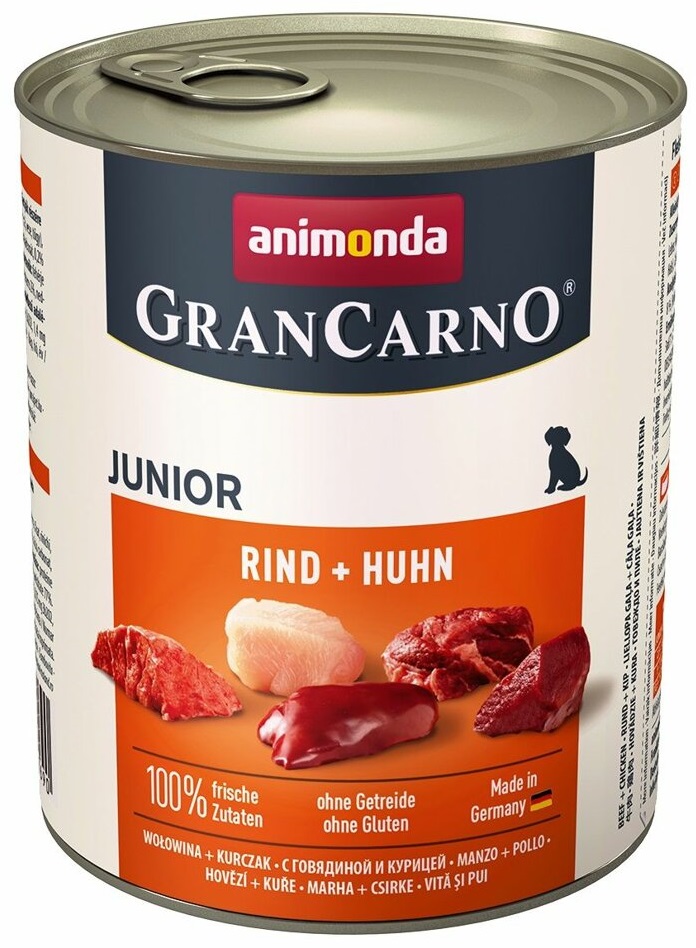 GranCarno Junior různé druhy - konzerva pro štěňata 800 g Příchuť: hovězí a kuře