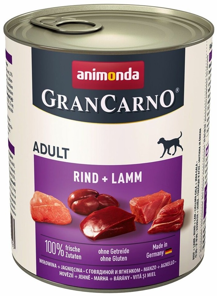 GranCarno Adult různé druhy - konzerva pro psy 800 g Příchuť: hovězí a jehněčí