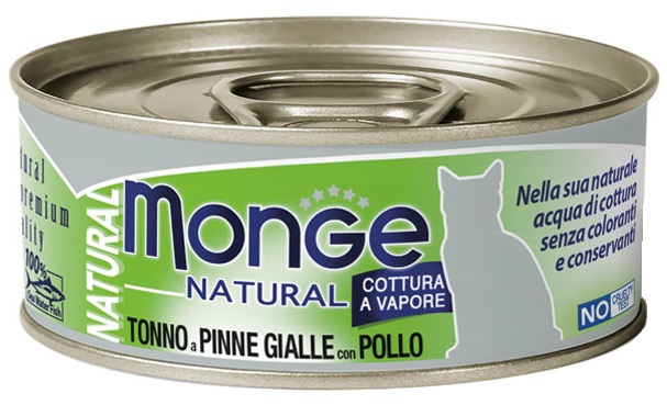 Monge Natural tuňák žlutoploutvý a kuře - konzerva pro kočky 80 g