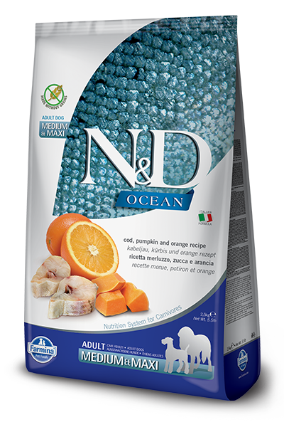 N&D Ocean Dog Adult Cod Pumpkin Orange Velikost balení: 2,5 kg