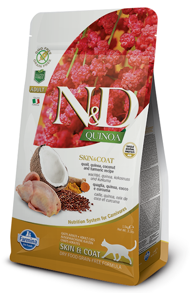 N&D Grain Free Cat QUINOA Skin Coat Quail 1,5 kg