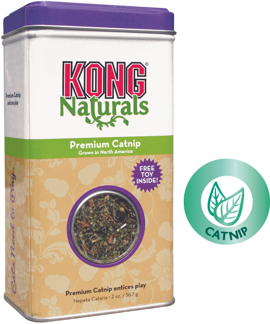 Kong Premium catnip (šanta kočičí) 56,7 g v plechové dózičce + hračka