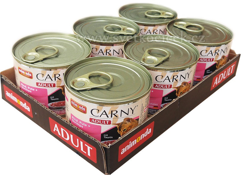 Carny Adult MULTIPACK hovězí, krůta a krevety - konzerva 6x200 g