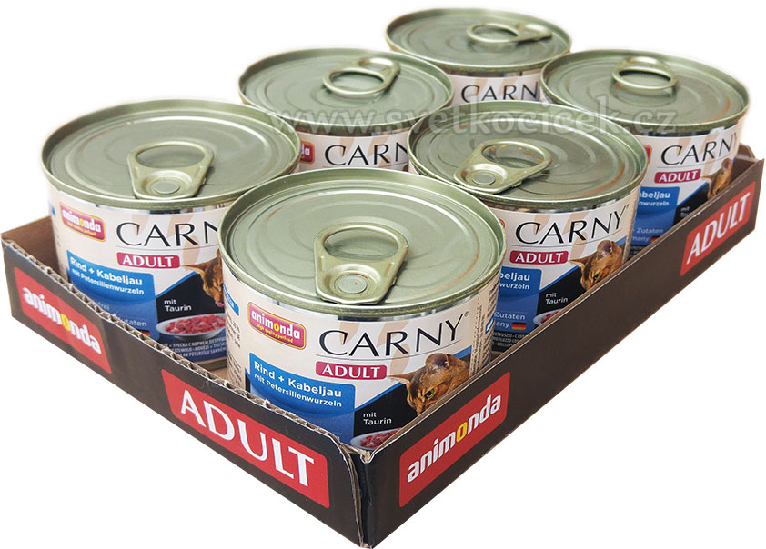 Carny Adult MULTIPACK hovězí a treska s petrželí - konzerva 6x200 g