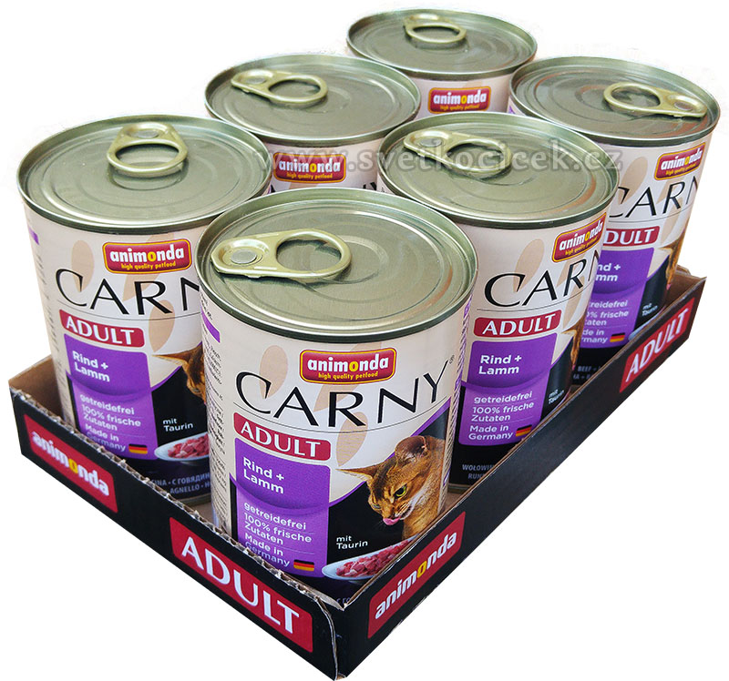 Carny Adult MULTIPACK hovězí a jehněčí - konzerva pro kočky 6x400 g