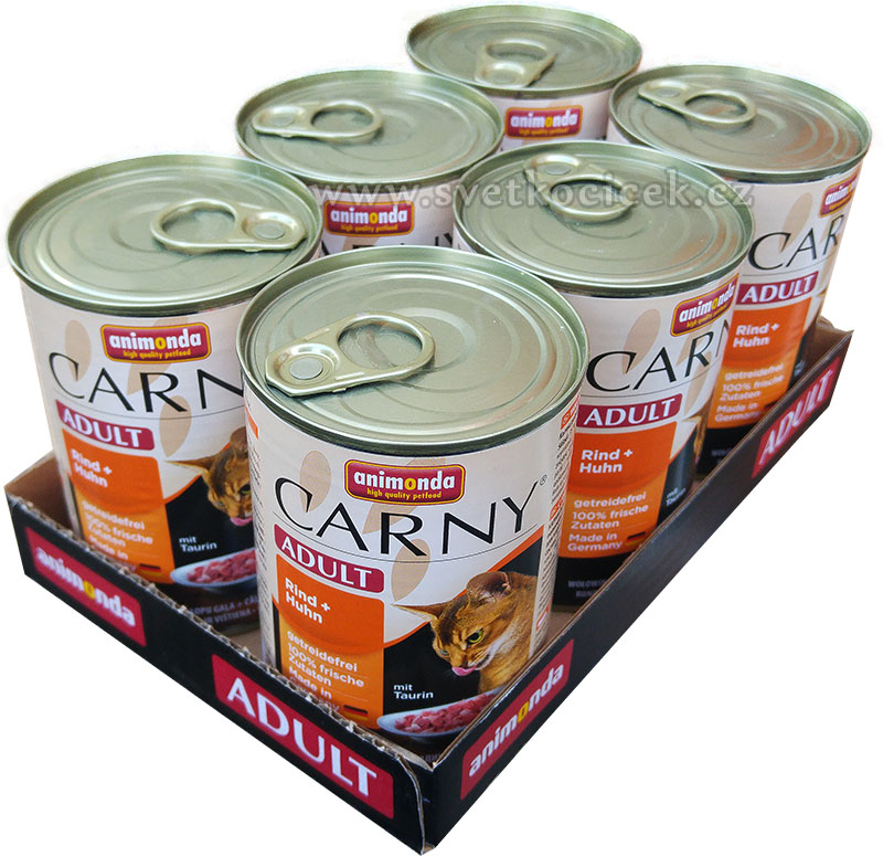 Carny Adult MULTIPACK hovězí a kuřecí - konzerva pro kočky 6x400 g