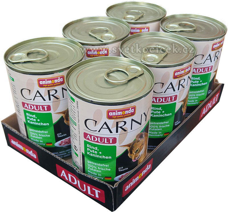 Carny Adult MULTIPACK hovězí, krůta a králík - konzerva pro kočky 6x400 g