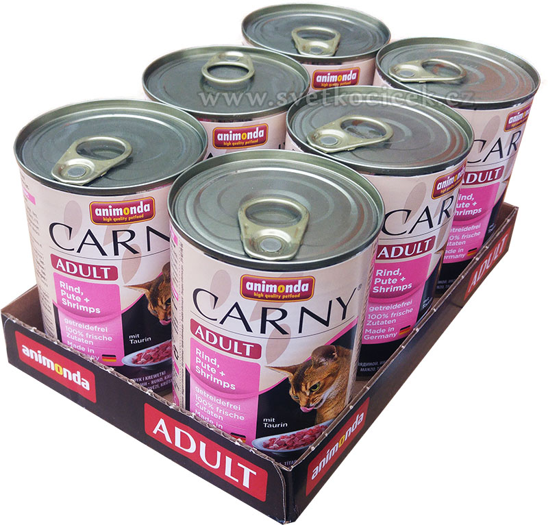 Carny Adult MULTIPACK hovězí, krůta a krevety - konzerva pro kočky 6x400 g