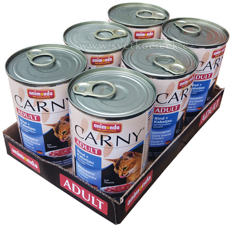 Carny Adult MULTIPACK hovězí a treska s petrželí - konzerva pro kočky 6x400 g