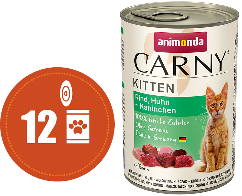 Carny Kitten MULTIPACK hovězí, kuře a králík - konzerva pro koťata 12x400 g