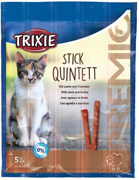 Quintett Stick jehněčí a krocan 5 ks - pamlsek pro kočky