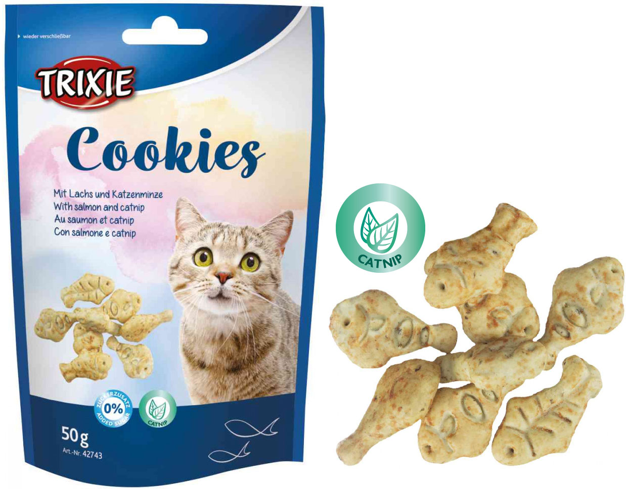 Cookies s lososem s catnipem - pamlsek pro kočky 50 g