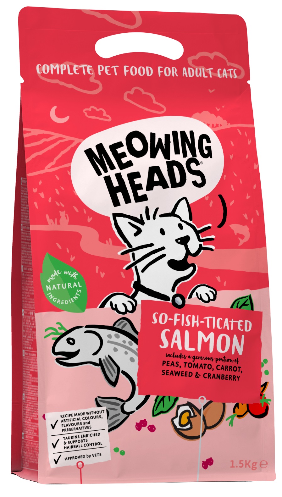 Meowing So-fish-ticated Salmon 1,5 g + 2 kapsičky Meowing Heads ZDARMA