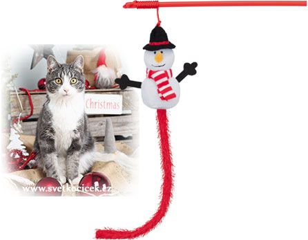 VÁNOČNÍ vábnička se sněhulákem - hračka pro kočky