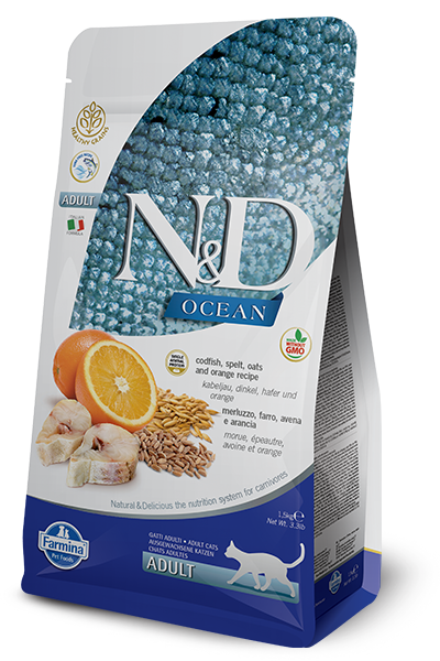 N&D Ocean Cat Adult Codfish Spelt Oats Orange 1,5 kg