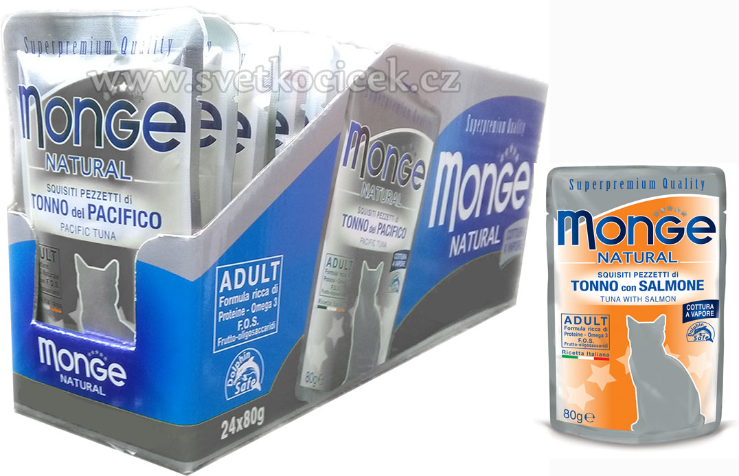 Monge Natural Cat MULTIPACK tuňák a losos - kapsička 24x80 g