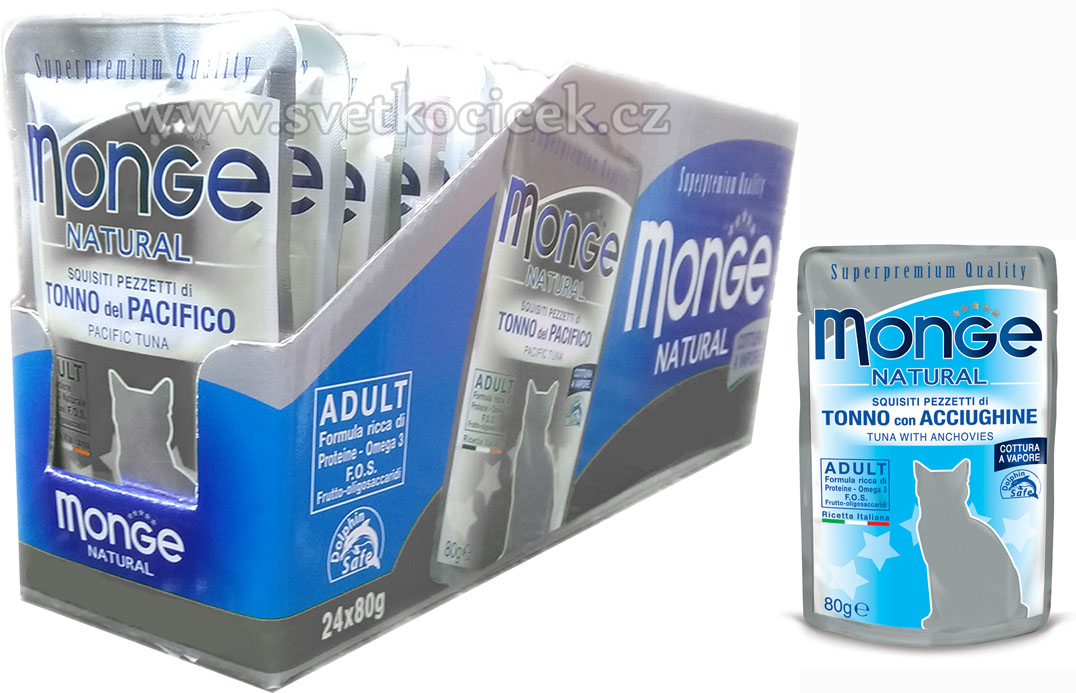 Monge Natural Cat MULTIPACK tuňák a ančovičky - kapsička 24x80 g