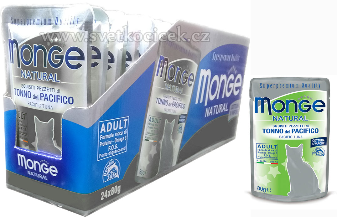 Monge Natural Cat MULTIPACK tuňák žlutoploutvý - kapsička 24x80 g