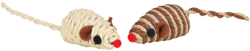 Myš sisal chrastící 5 cm - hračka pro kočičky v přírodních barvách