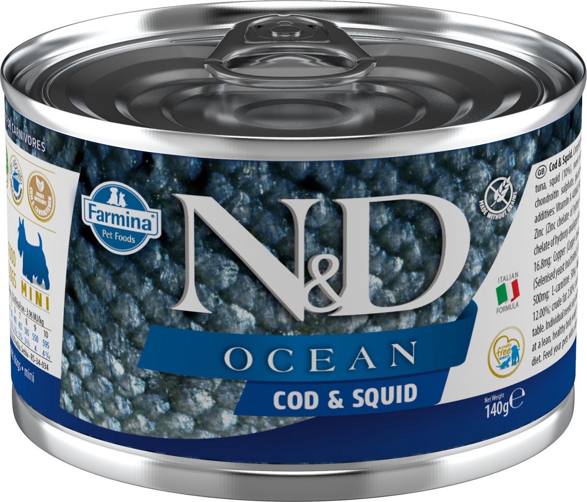 N&D Ocean Cod Squid Mini 140 g