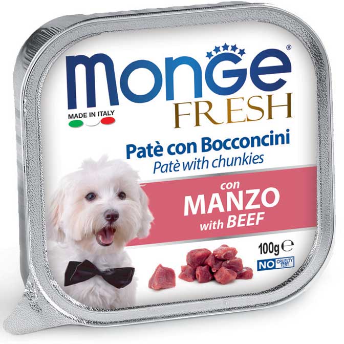 Monge FRESH paté a kousky s hovězím masem - mistička pro psy 100 g