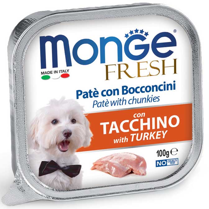 Monge FRESH paté a kousky s krůtím masem - mistička pro psy 100 g