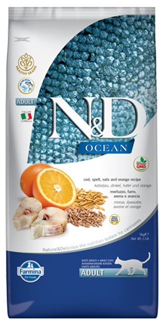 N&D Ocean Cat Adult Codfish Spelt Oats Orange 10 kg