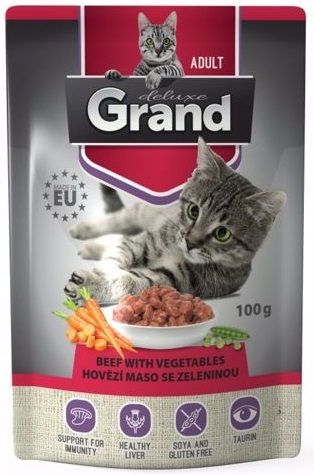 Grand Deluxe hovězí se zeleninou - kapsička pro kočky 100 g