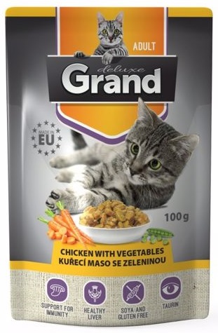 Grand Deluxe kuřecí se zeleninou - kapsička pro kočky 100 g