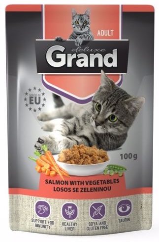 Grand Deluxe losos se zeleninou - kapsička pro kočky 100 g