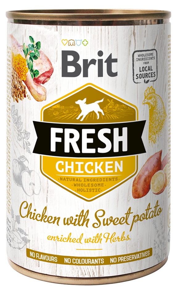 Brit Fresh Chicken and Sweet Potato - konzerva pro psy 400 g
