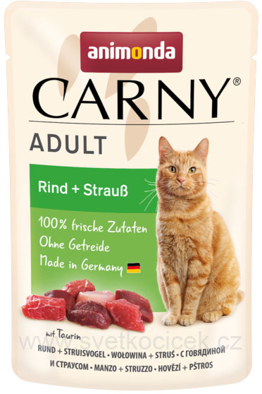 Carny ADULT hovězí a pštros - kapsička pro dospělé kočky 85 g