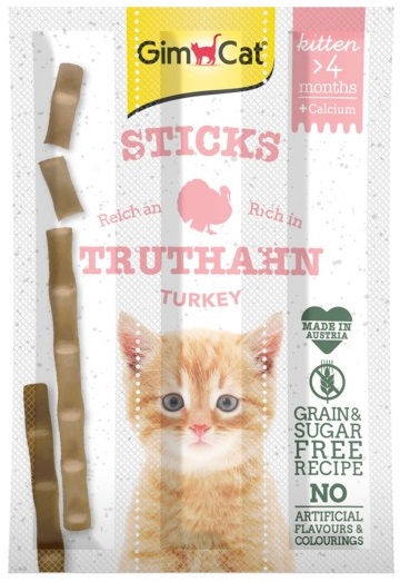 GimCat Kitten Sticks krůta s vápníkem 3 ks
