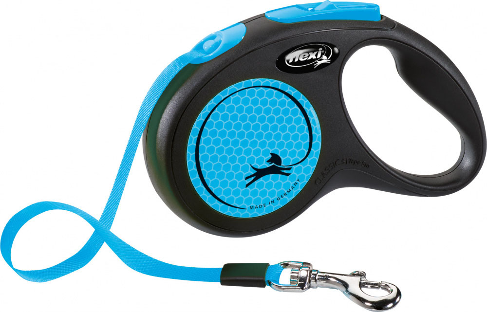 Páskové vodítko Flexi Neon S 5 m, 15 kg - různé barvy, s motivem pejska Barva: modrá