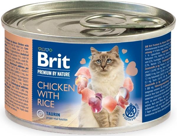 Brit Premium kuře a rýže - konzerva pro kočky 200 g