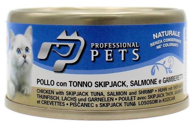 Professional Pets kuře, tuňák, losos a krevety - konzerva pro kočky 70 g