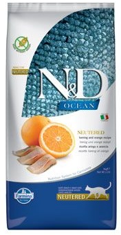 N&D Ocean Neutered Herring Orange 5 kg + velká pasta proti bezoárům ZDARMA