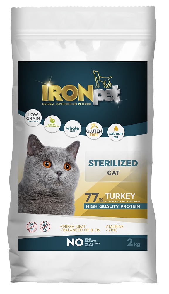 IRONpet Sterilized Turkey 2 kg + masová konzerva ZDARMA