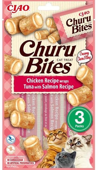 Churu Bites Chicken Tuna Salmon - pamlsek pro kočky 3x10 g