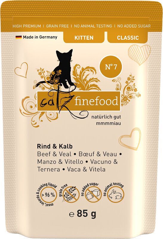 Catz Finefood KITTEN 7 hovězí a telecí - kapsička 85 g