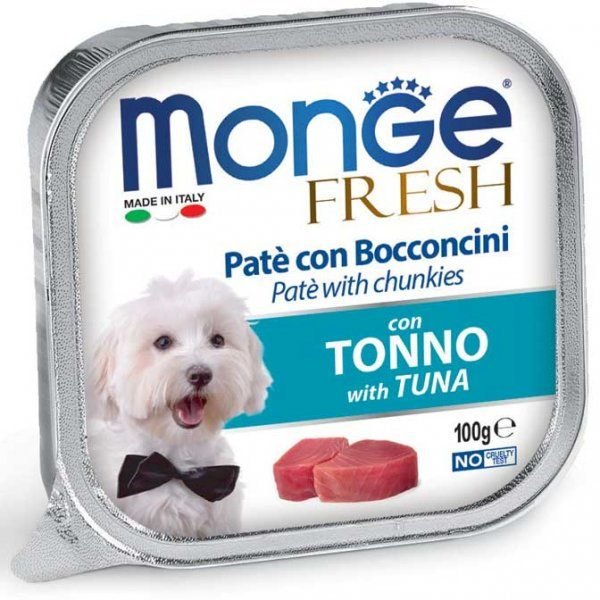 Monge FRESH paté a kousky s tuňákem - mistička pro psy 100 g