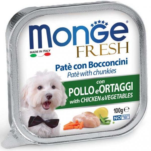 Monge FRESH paté a kousky s kuřetem a zeleninou - mistička pro psy 100 g