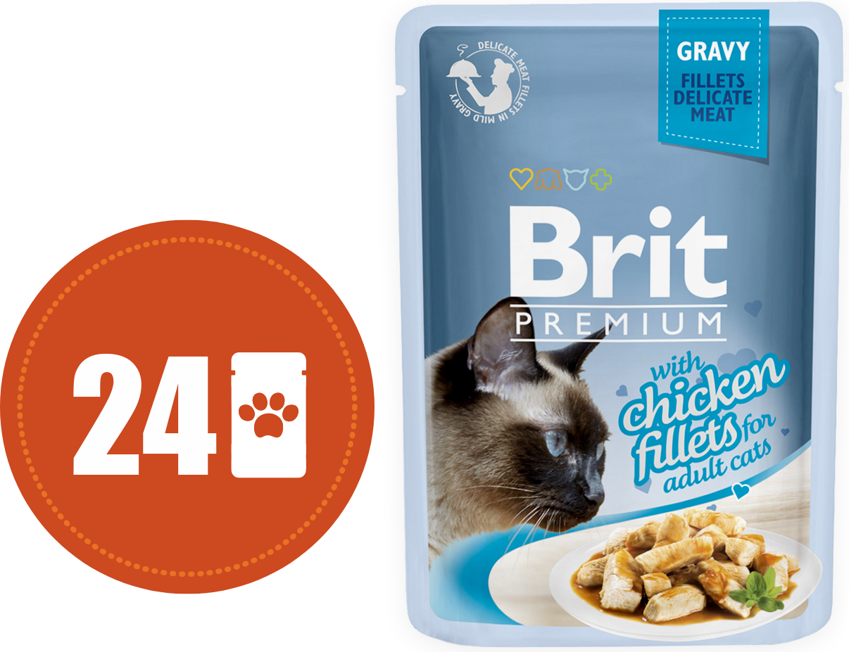 Brit Premium kuřecí filetky v omáčce MULTIPACK - kapsička 24x85 g