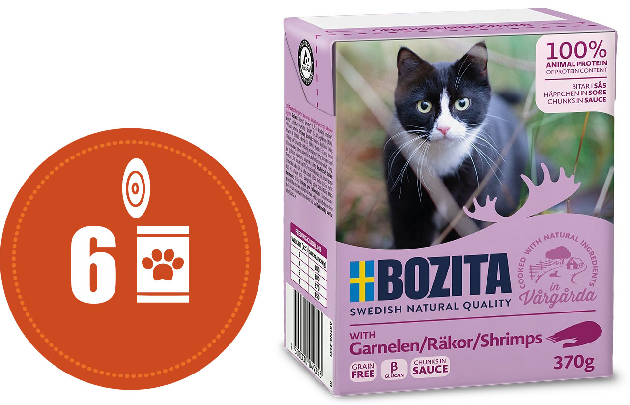 Bozita kousky v omáčce s KREVETAMI MULTIPACK - konzerva pro kočky 6x370 g