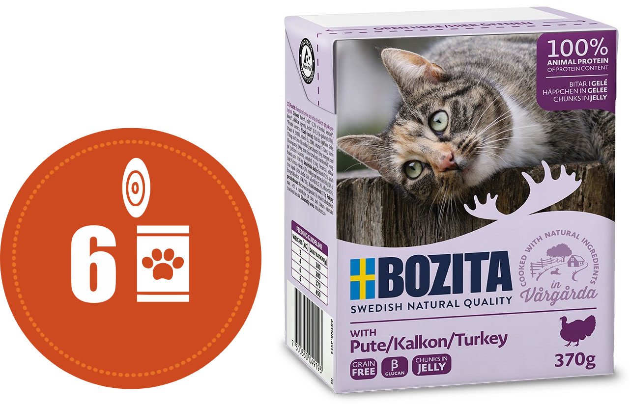 Bozita kousky v rosolu s KRŮTOU MULTIPACK - konzerva pro kočky 6x370 g