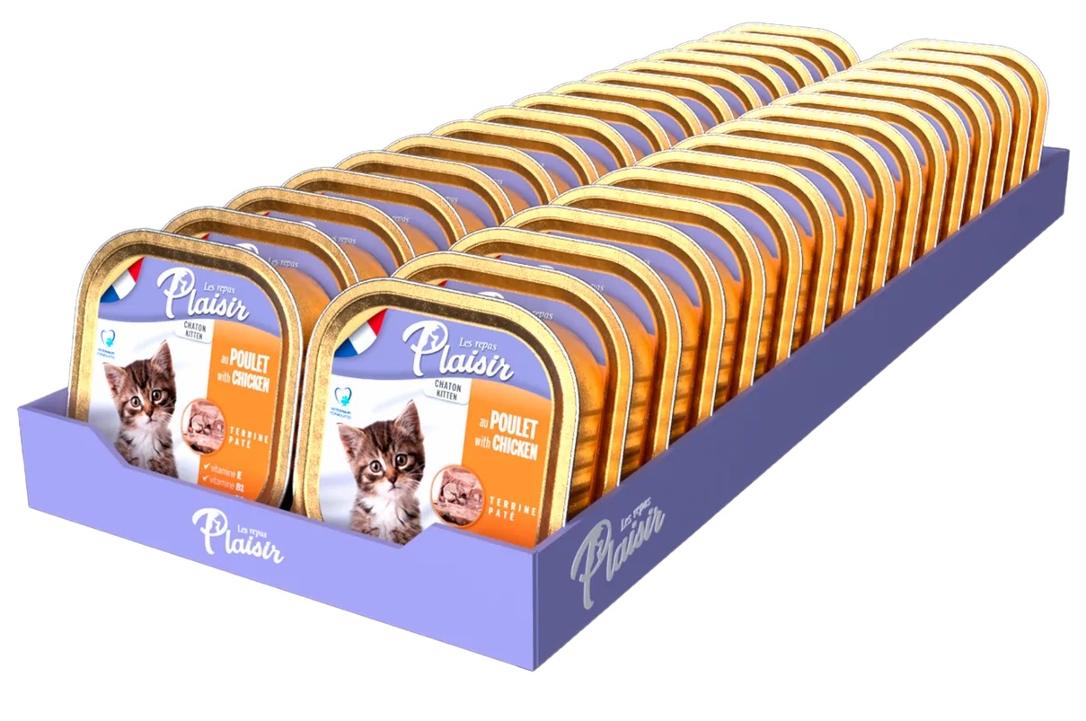 Plaisir Kitten s kuřetem a mlékem MULTIPACK - vanička pro koťata 32x100 g