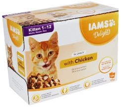 IAMS Delights Kitten kuře v omáčce MULTIPACK - kapsička pro koťata 12x85 g